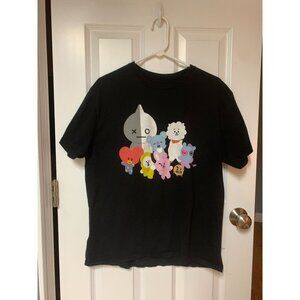 BT21 Characters Black T Shirt Large‎ Graphic Tee Kpop Merch